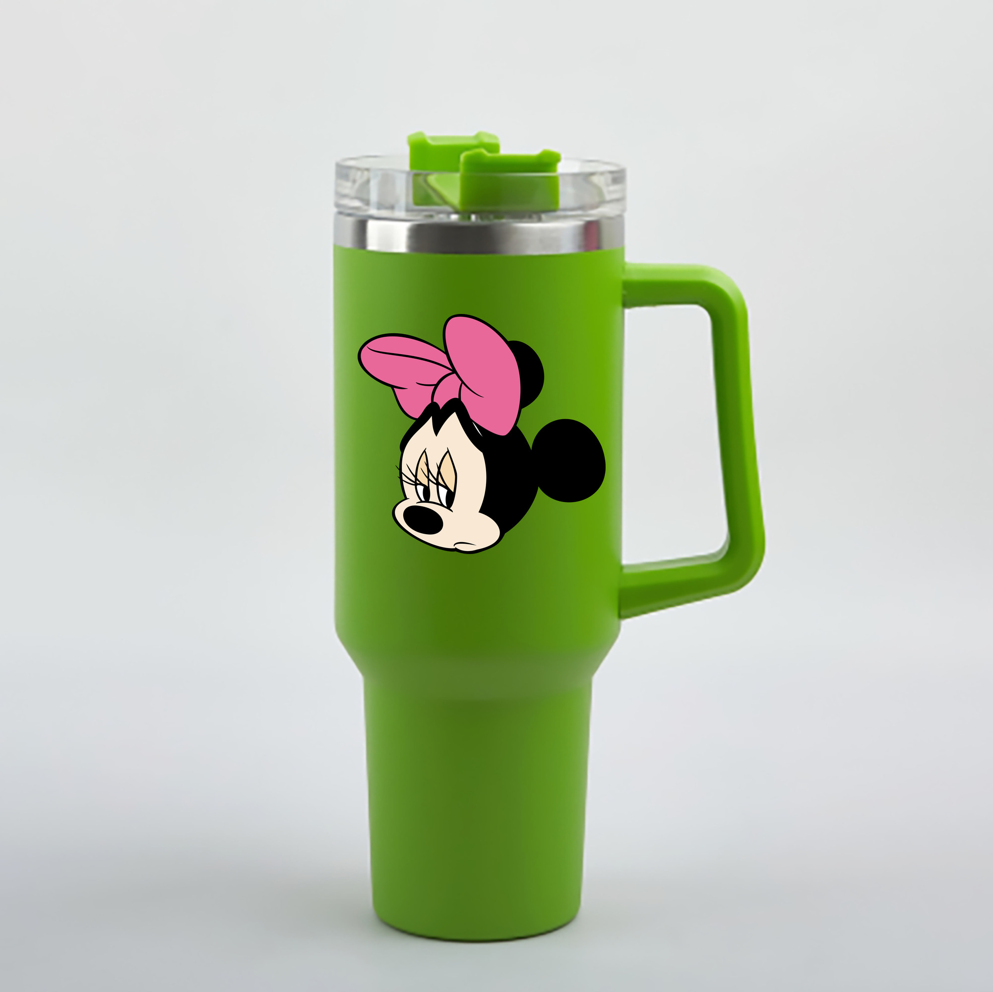 （画像用） ミッキーマウス Mickey Mouse 1200mL車用タンブラー - クリスタルステッカー（プラスチックストロー付き）